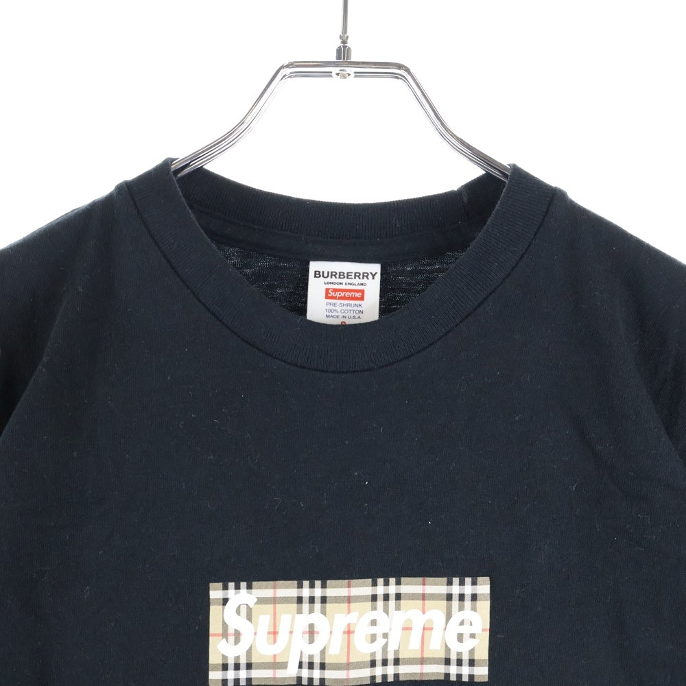 SUPREME(シュプリーム) 22SS ×Burberry Box Logo Tee バーバリー ボックスロゴ クルーネック半袖Tシャツ カットソー ブラック