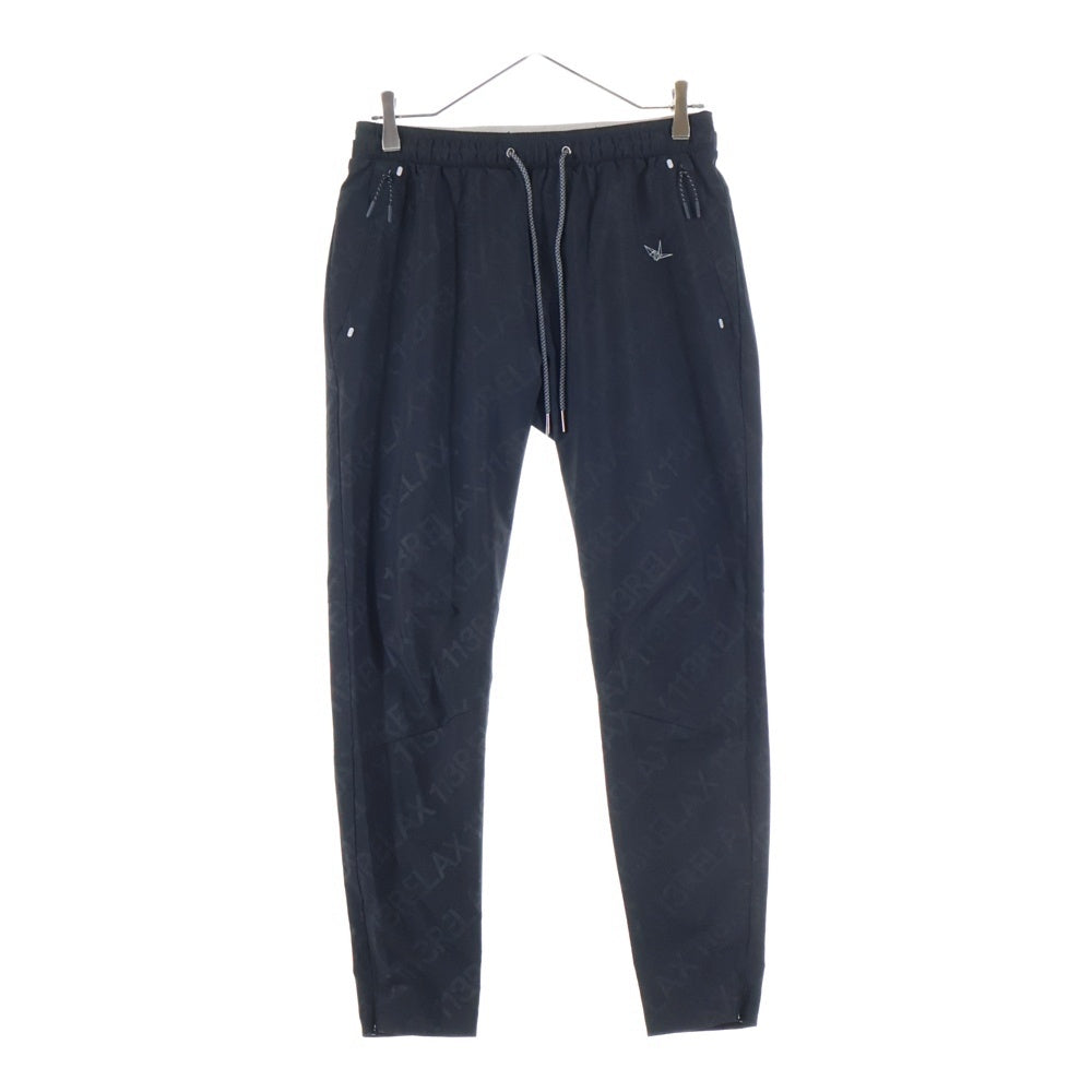 1 PIU 1 UGUALE 3 RELAX(ウノピゥウノウグァーレトレ) RUNNIG DIAGONAL LOGO PANTS ランニング ダイアゴナルロゴ ナイロン ジョガーパンツ ブラック USB-23014