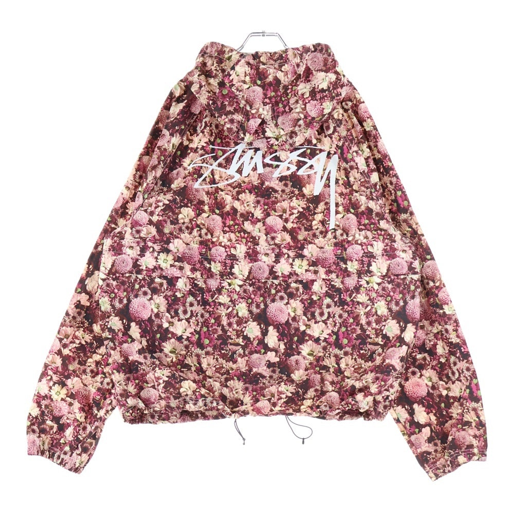 STUSSY(ステューシー) 24AW FLORAL NYLON BEACH SHELL フローラル ナイロン ジップアップ シェル ジャケット ピンク