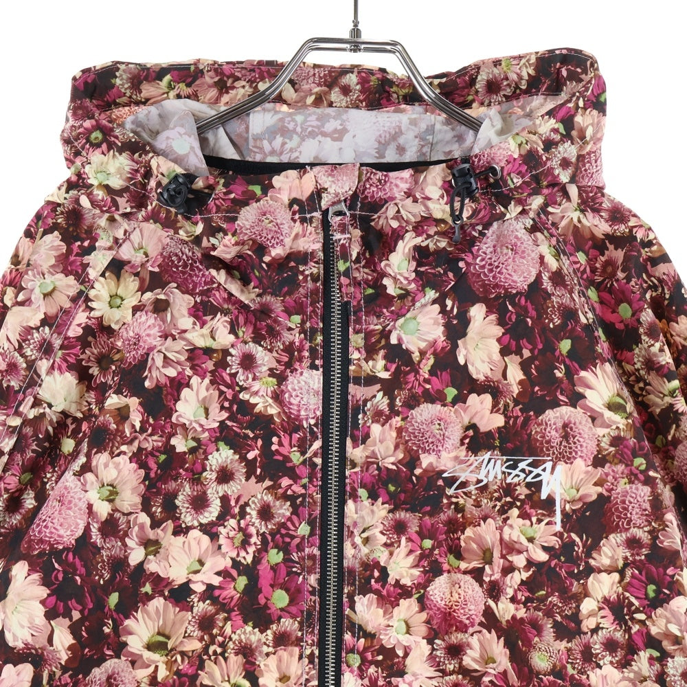 STUSSY(ステューシー) 24AW FLORAL NYLON BEACH SHELL フローラル ナイロン ジップアップ シェル ジャケット ピンク