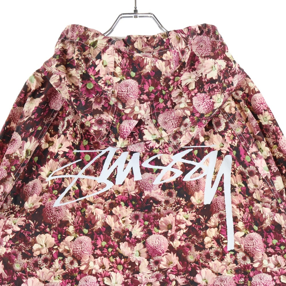 STUSSY(ステューシー) 24AW FLORAL NYLON BEACH SHELL フローラル ナイロン ジップアップ シェル ジャケット ピンク