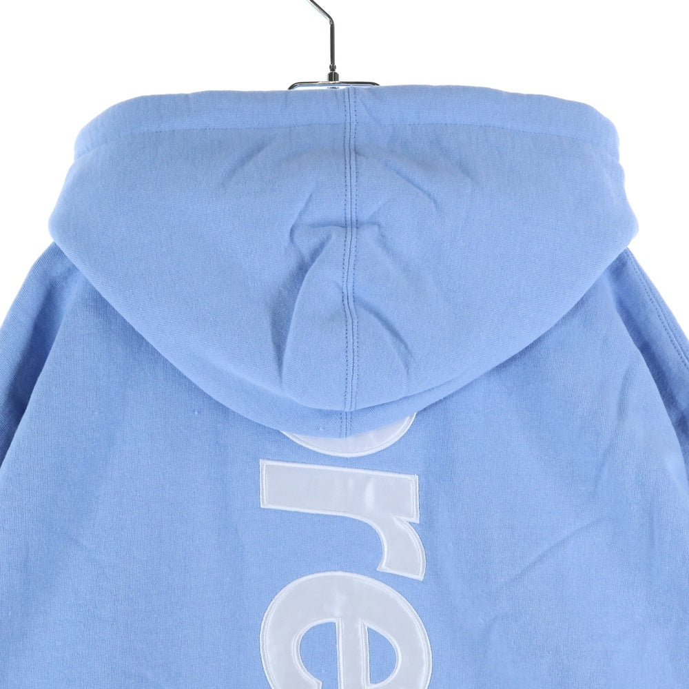 SUPREME(シュプリーム) 24AW Satin Applique Hooded Sweatshirt サテン アップリケ バックロゴ スウェットプルオーバーパーカー ライトブルー