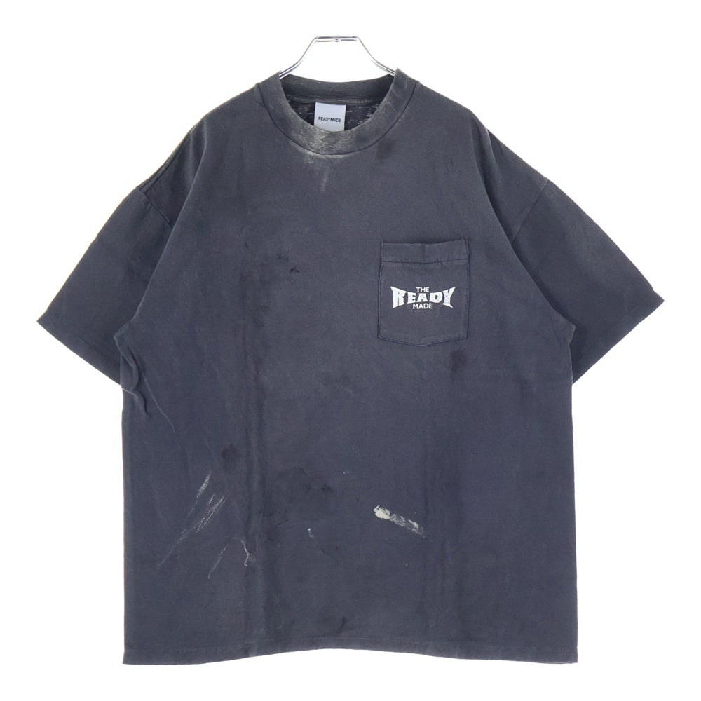 SAINT MICHAEL(セントマイケル) 24SS ×READY MADE S/S POCKET T-SHIRT レディメイド ポケットロゴ クルーネック半袖Tシャツ カットソー チャコールグレー RE-CO-BK-00-00-278