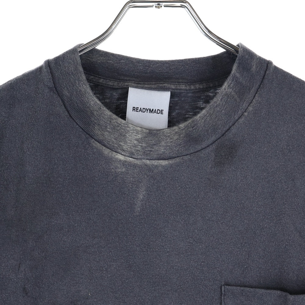SAINT MICHAEL(セントマイケル) 24SS ×READY MADE S/S POCKET T-SHIRT レディメイド ポケットロゴ クルーネック半袖Tシャツ カットソー チャコールグレー RE-CO-BK-00-00-278