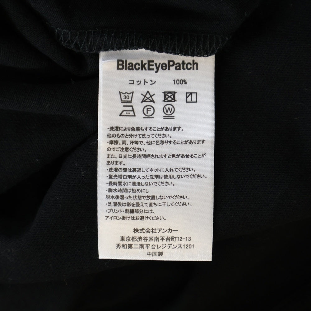 THE BLACK EYE PATCH(ブラックアイパッチ) ラインストーン ロゴ クルーネック半袖Tシャツ カットソー ブラック 201MT-4683