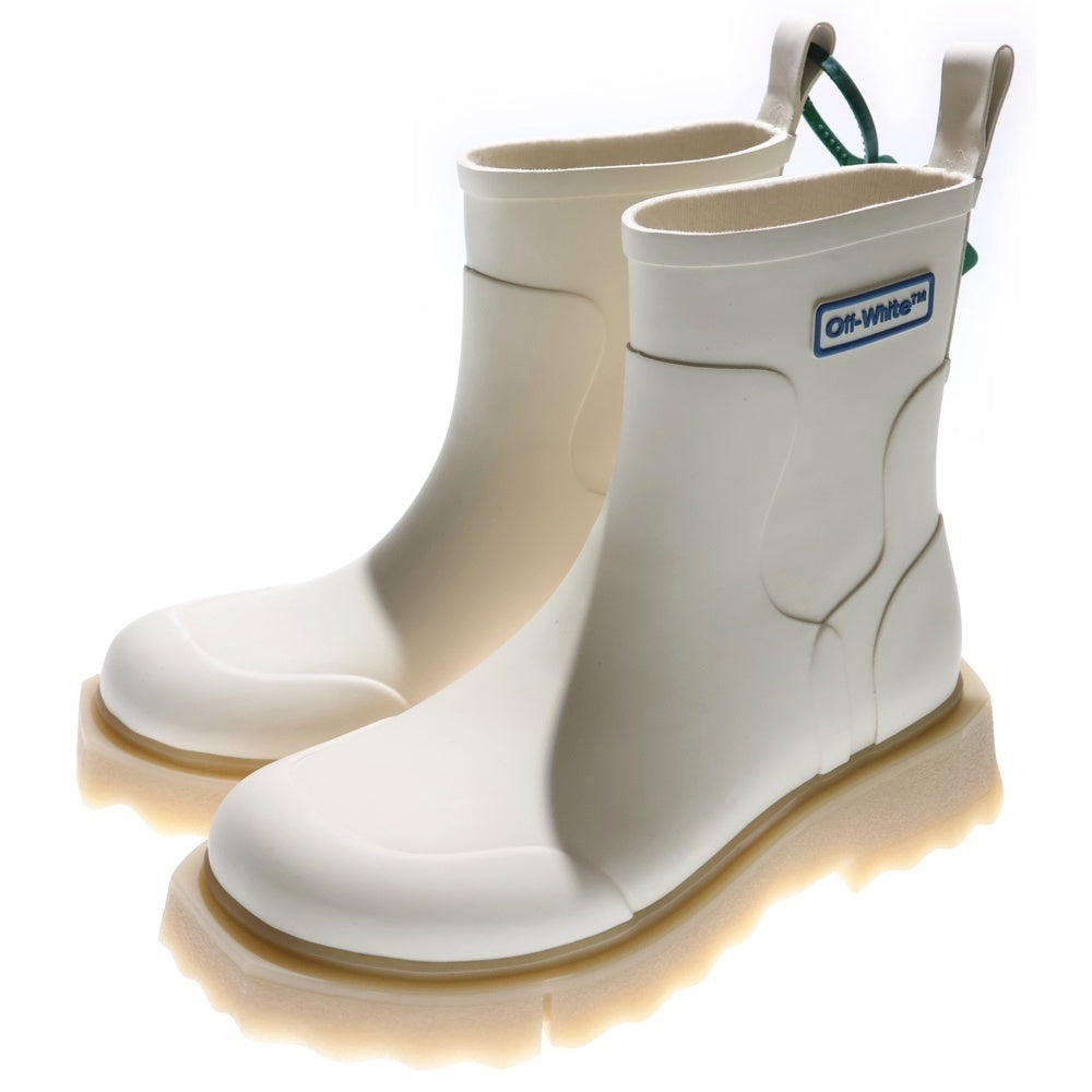 OFF-WHITE(オフホワイト) 22AW RUBBER RAIN BOOT サイドロゴ ラバー ハイカット レインブーツ ホワイト
