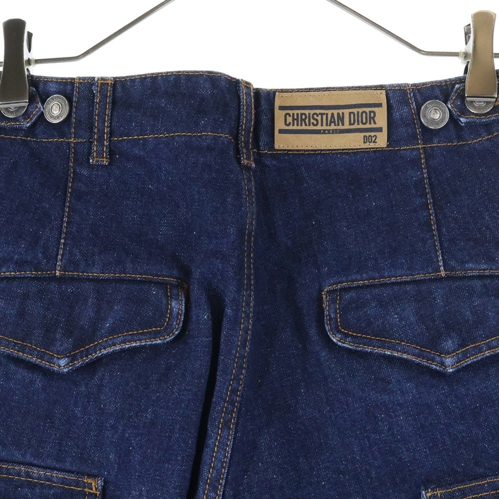 Christian Dior(クリスチャンディオール) 22SS ロゴレザーパッチ アジャスター カーゴジーンズ デニムパンツ インディゴ レディース 222P02A3524