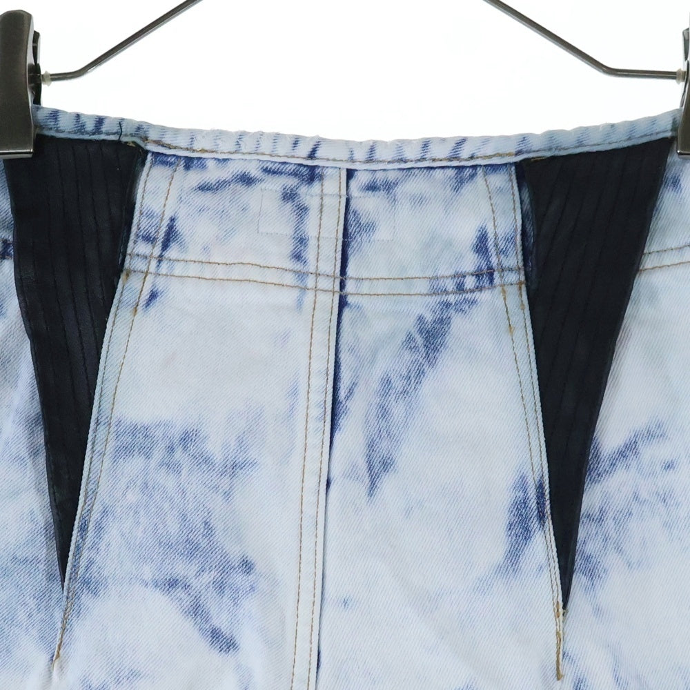 CELINE(セリーヌ) ラムレザー切り替え タイダイ カーゴ デニム パラシュート パンツ インディゴ N047789D レディース