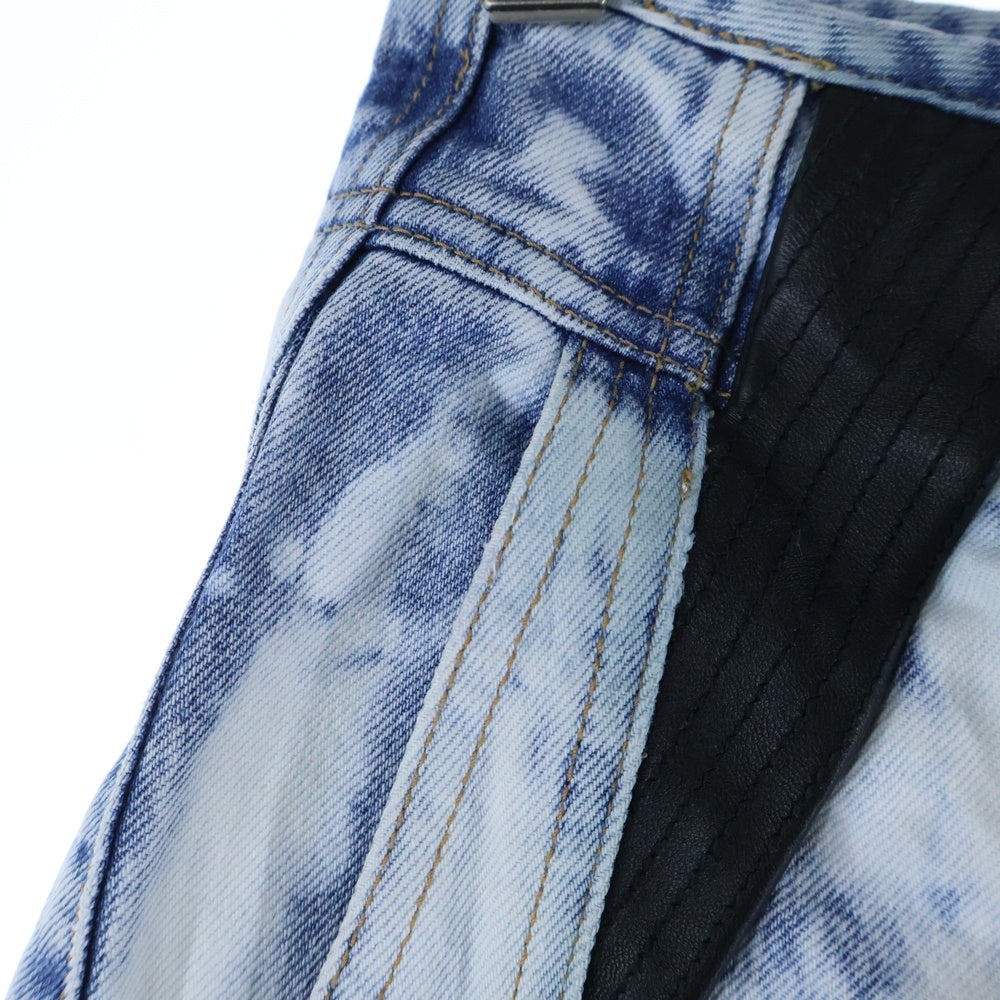 CELINE(セリーヌ) ラムレザー切り替え タイダイ カーゴ デニム パラシュート パンツ インディゴ N047789D レディース