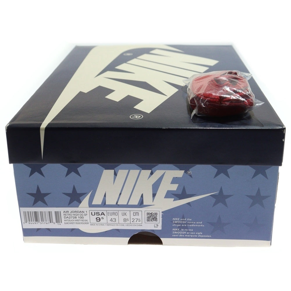 NIKE(ナイキ) ×Trophy Room AIR JORDAN 1 RETRO HIGH OG SP トロフィールーム エアジョーダン シカゴ ハイカットスニーカー レッド/ホワイト US9.5/27.5cm DA2728-100