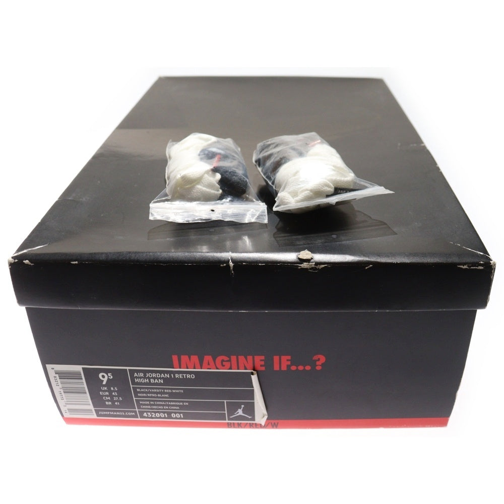 NIKE(ナイキ) 【観賞用 2011年製】 AIR JORDAN 1 RETRO HIGH BANNED エアジョーダン1 レトロ バンド ハイカットスニーカー ブラック/レッド US9.5/27.5cm 432001-001