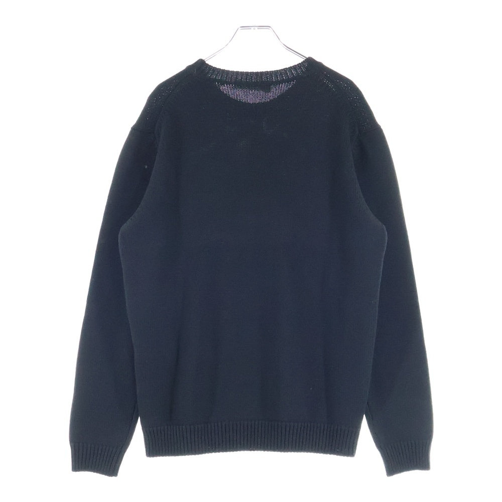 FENDI(フェンディ) GIROCOLLO WORDING FENDI KNIT フロントロゴ クルーネックニットセーター ブラック FZZ469 A8B9