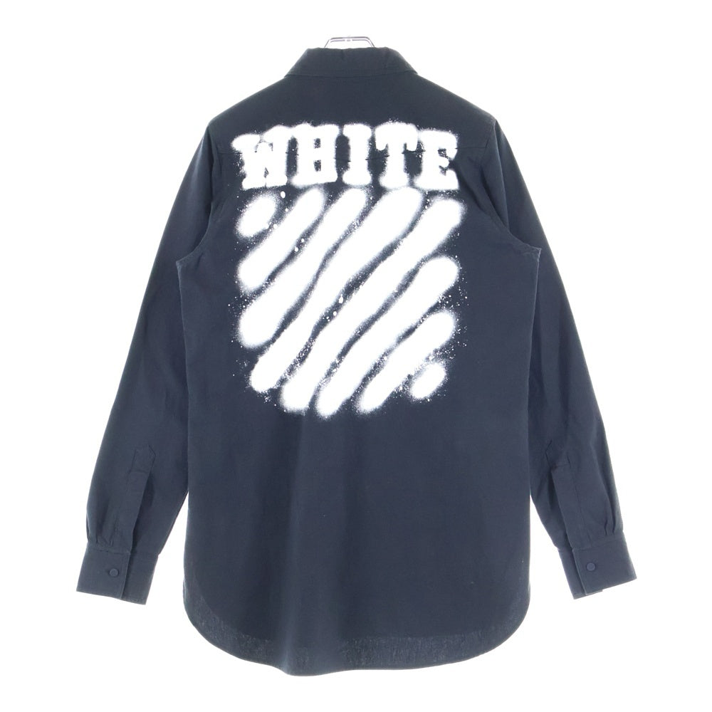 OFF-WHITE(オフホワイト) 17SS DIAGONAL SPRAY SHIRT ダイアゴナル スプレーロゴ 長袖シャツ ブラック