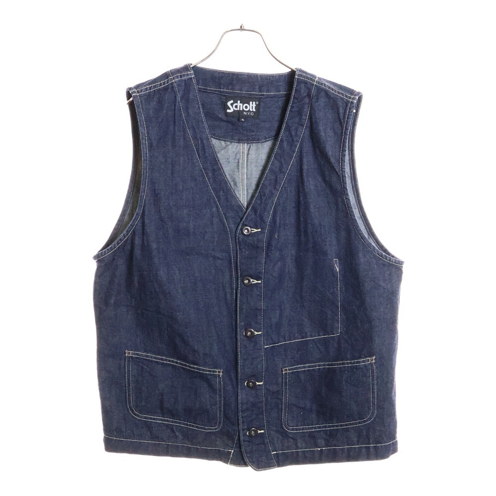 SCHOTT(ショット) OLD DENIM WORK VEST オールド デニム ワーク ベスト インディゴ 3172044
