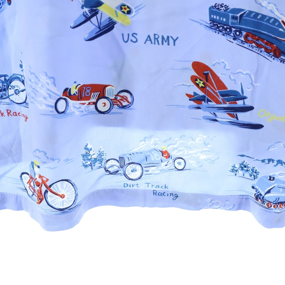 ORGUEIL(オルゲイユ) オープンカラー 総柄 レーヨン 長袖シャツ ライトブルー OR-5056