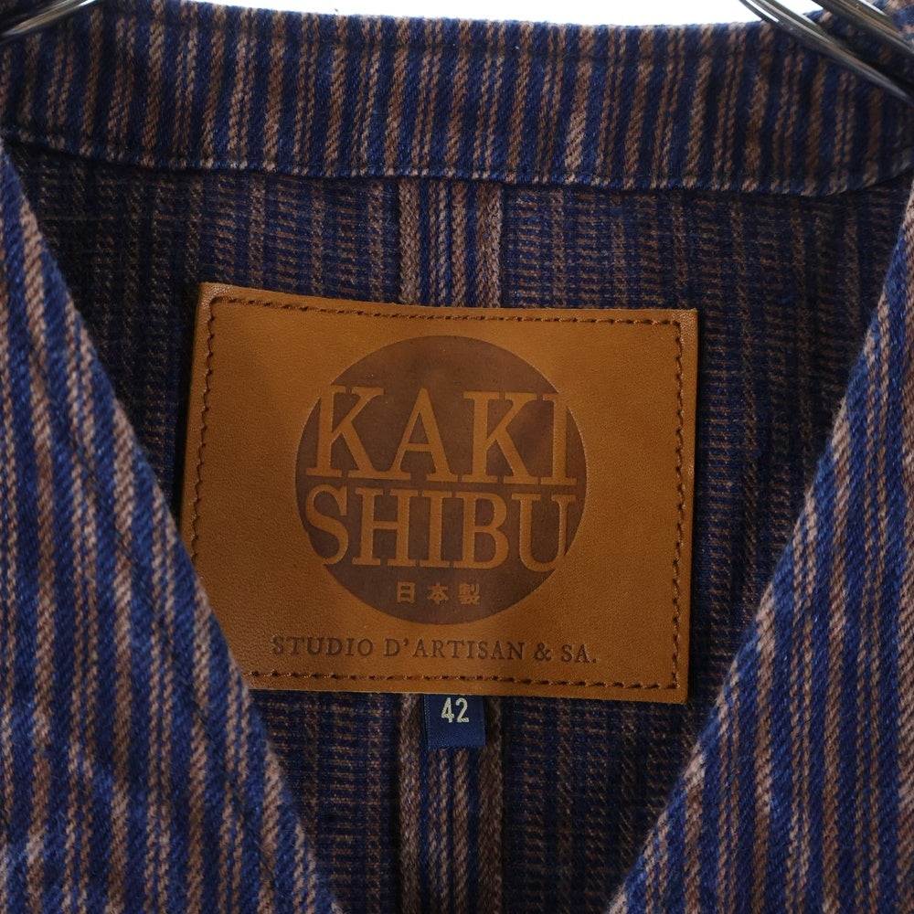 STUDIO D'ARTISAN(ステュディオダルチザン) KAKISHIBU DENIM HICKORY VEST カキシブ デニム ヒッコリー ストライプ ジレベスト ブラウン D4523