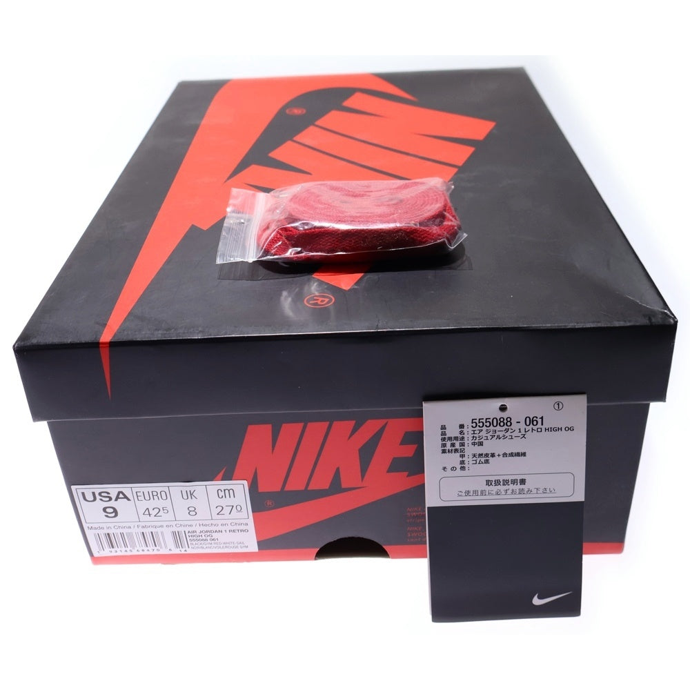 NIKE(ナイキ) AIR JORDAN1 RETRO OG エアジョーダン1 レトロ オージー ジムレッド ハイカットスニーカー ホワイト/ブラック/レッド US9/27cm 555088-061