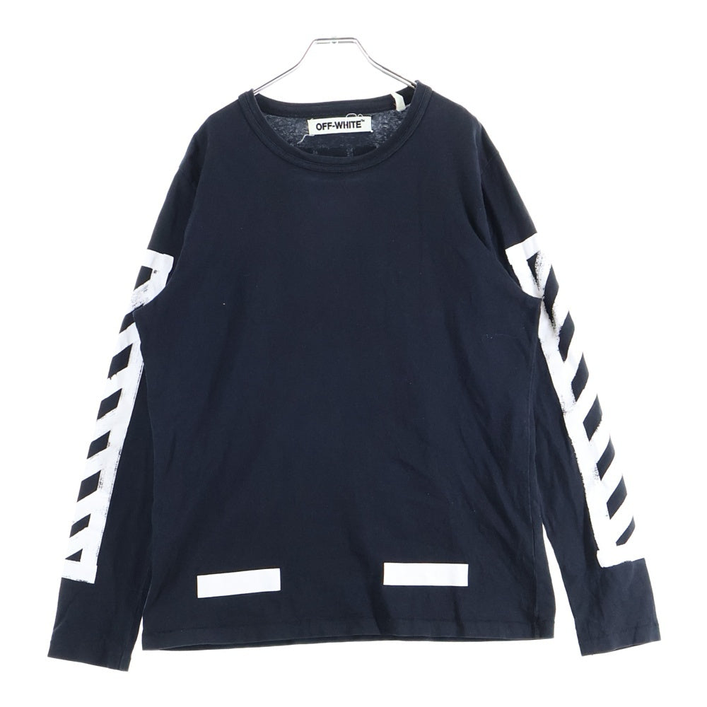 OFF-WHITE(オフホワイト) 16AW ロゴ プリント クルーネック 長袖Tシャツ カットソー ブラック