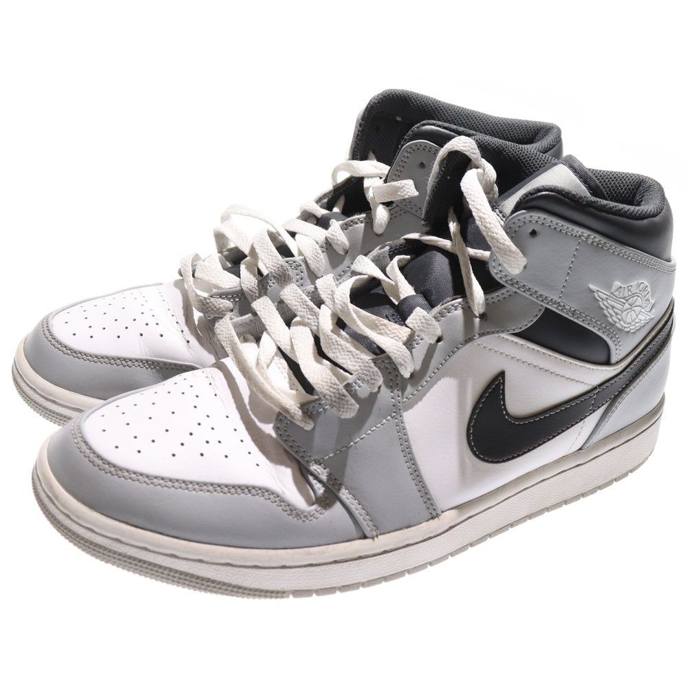 NIKE(ナイキ) AIR JORDAN 1 MID エアジョーダン 1 ミッドカットスニーカー ホワイト/グレー US10.5/28.5cm 554724-078