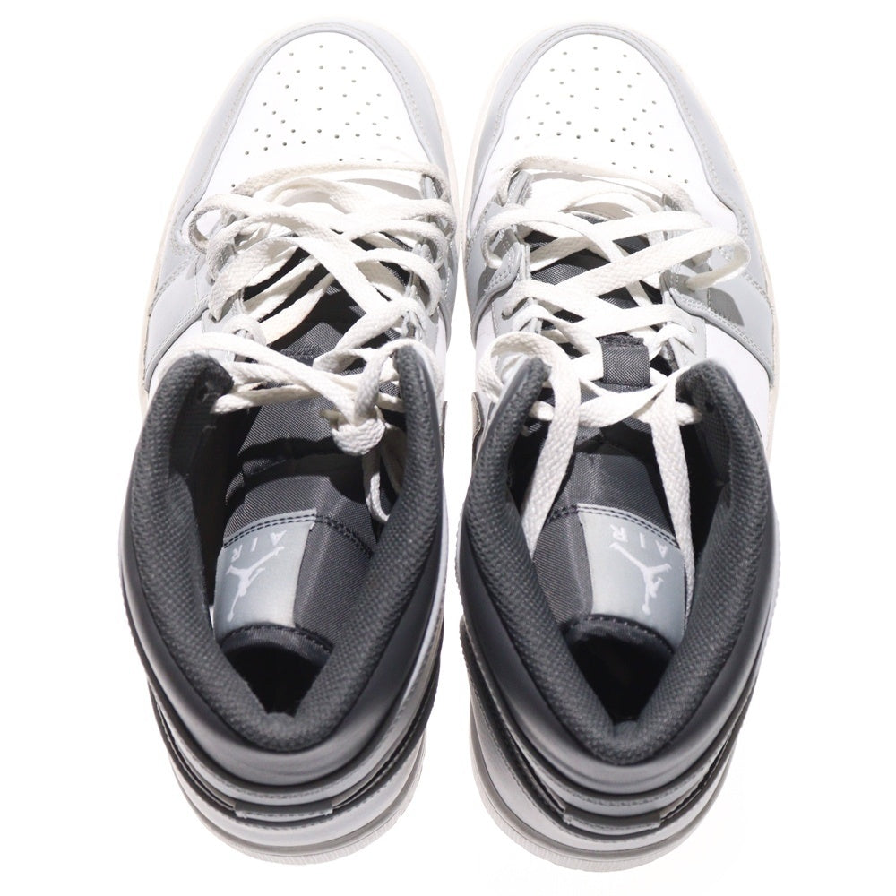 NIKE(ナイキ) AIR JORDAN 1 MID エアジョーダン 1 ミッドカットスニーカー ホワイト/グレー US10.5/28.5cm 554724-078