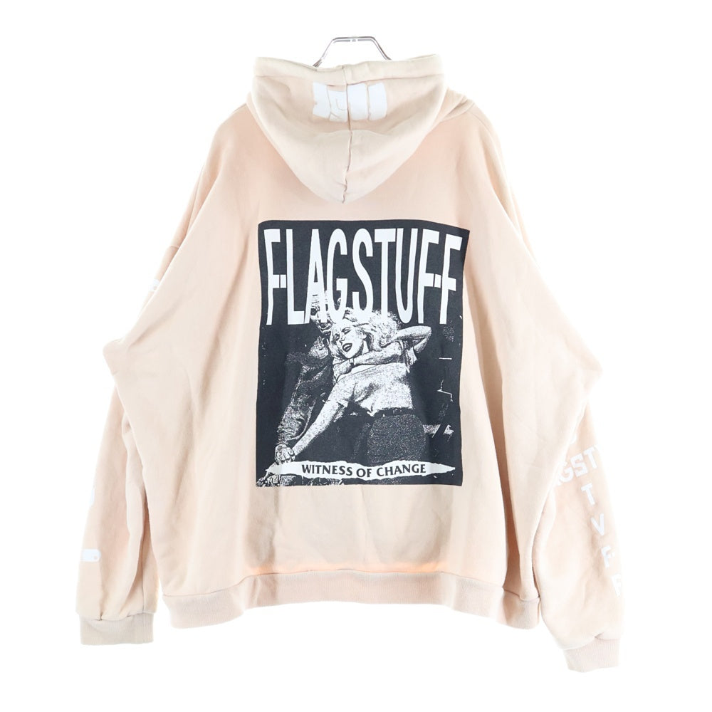 F-LAGSTUF-F(フラグスタフ) 17AW ネックジップ 両面プリント プルオーバーパーカー スウェットフーディ ピンク 2017AW-FS-18