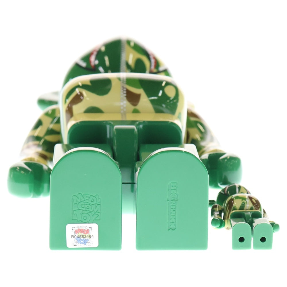 MEDICOM TOY(メディコムトイ) ×A BATHING APE BABY MILO CAMO SHRAK BE@RBRICK アベイシングエイプ ベイビーマイロ カモシャーク ベアブリック カモ フィギュア 人形 グリーン 400%&100%
