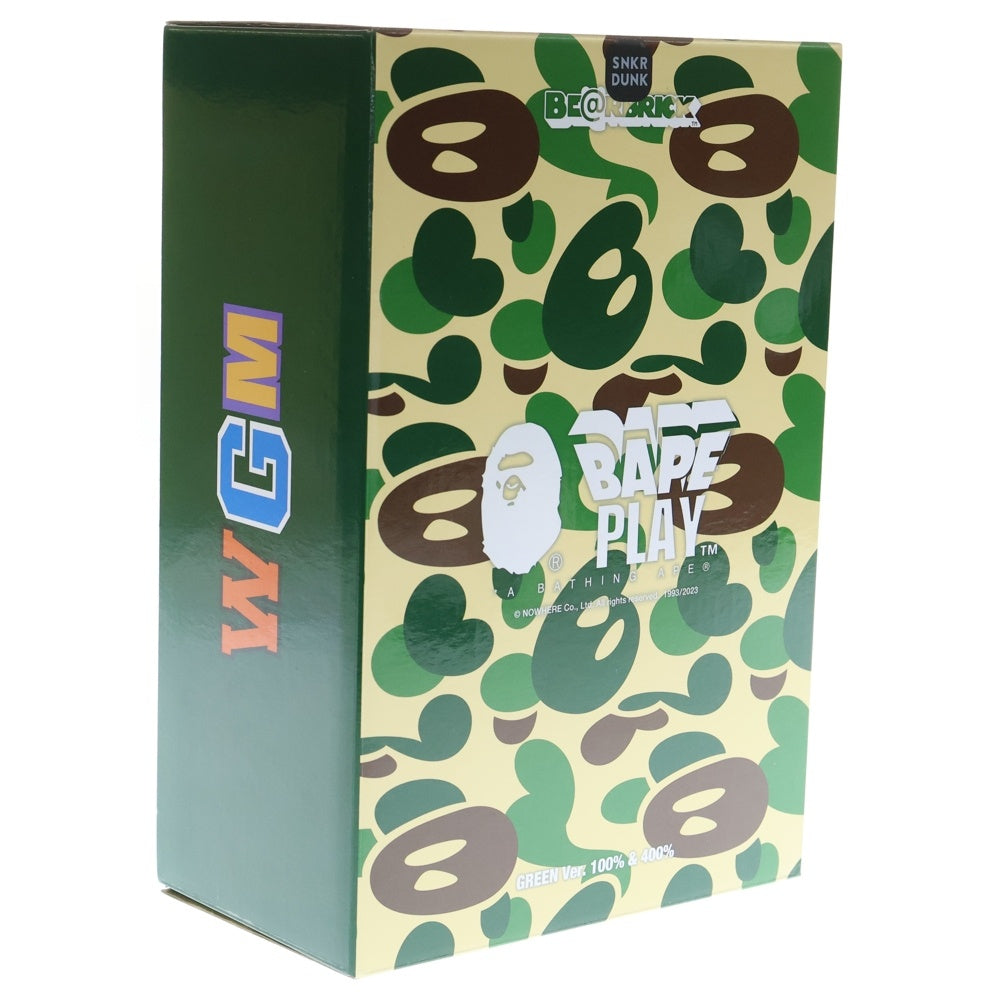 MEDICOM TOY(メディコムトイ) ×A BATHING APE BABY MILO CAMO SHRAK BE@RBRICK アベイシングエイプ ベイビーマイロ カモシャーク ベアブリック カモ フィギュア 人形 グリーン 400%&100%