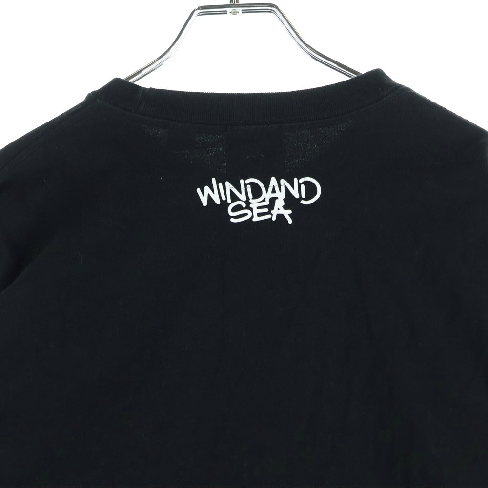 WIND AND SEA(ウィンダンシー) フロントプリント クルーネック長袖Tシャツ カットソー ブラック WDS-C-BTB-24-Q4-01