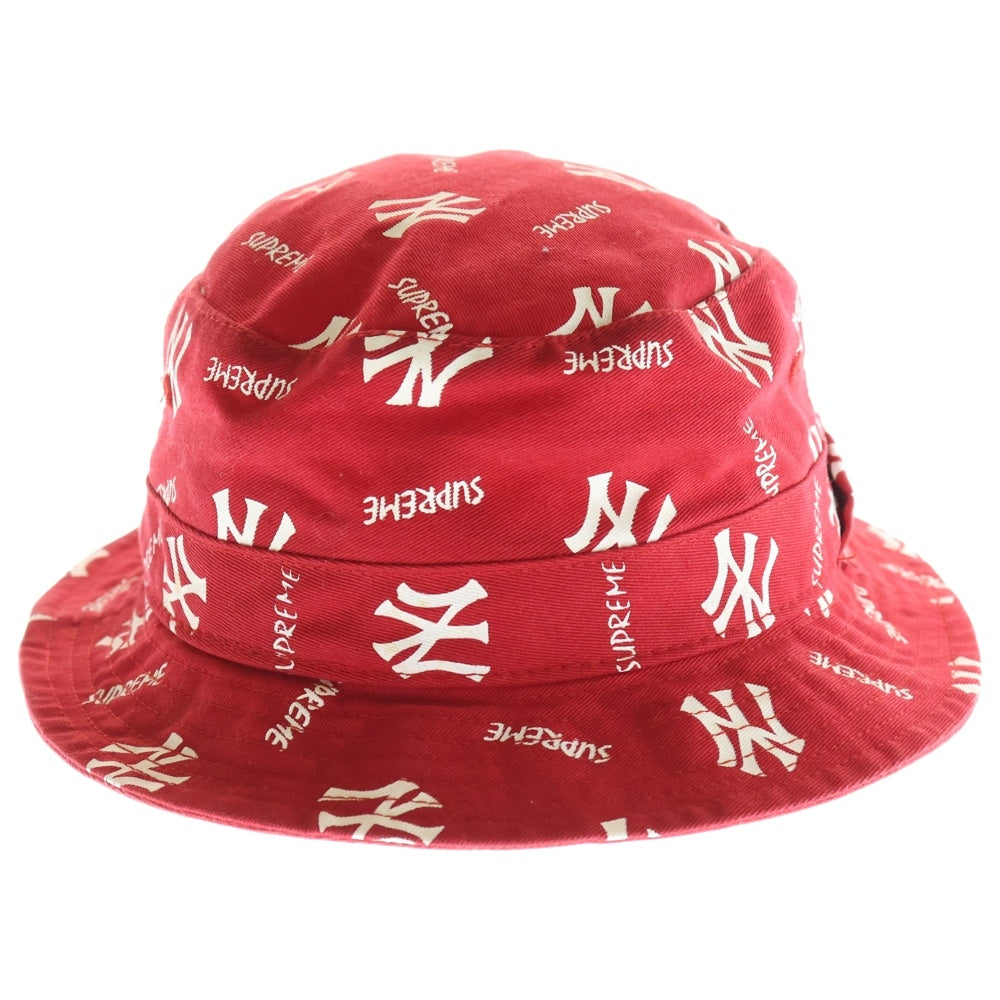 SUPREME(シュプリーム) 15SS ×NEW YORK YANKEES Crusher Hat ニューヨークヤンキース 総柄 クラッシャーハット バケハ 帽子 レッド