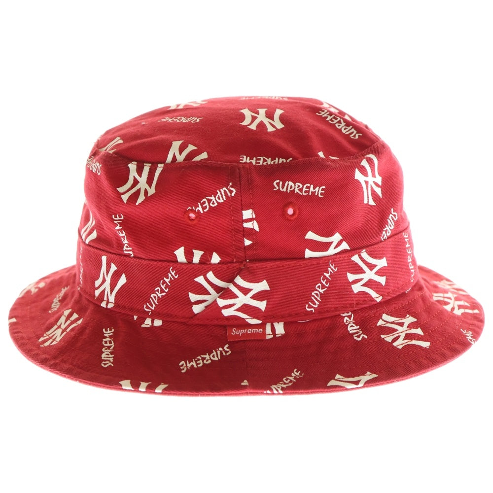 SUPREME(シュプリーム) 15SS ×NEW YORK YANKEES Crusher Hat ニューヨークヤンキース 総柄 クラッシャーハット バケハ 帽子 レッド