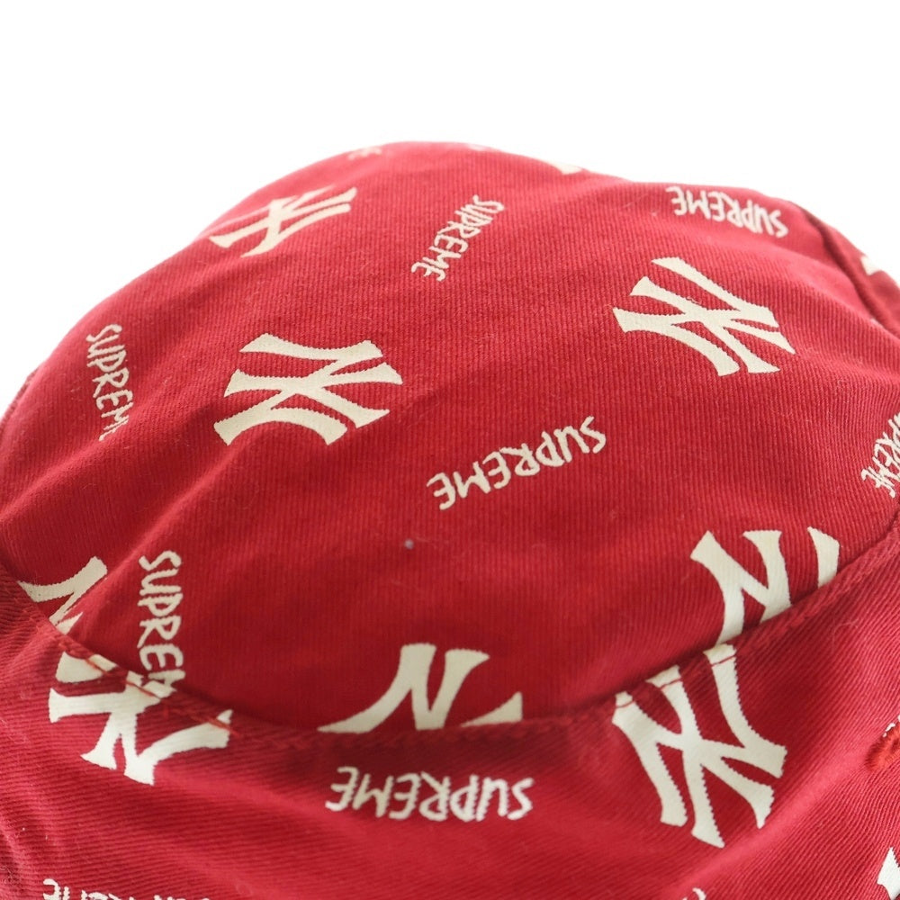SUPREME(シュプリーム) 15SS ×NEW YORK YANKEES Crusher Hat ニューヨークヤンキース 総柄 クラッシャーハット バケハ 帽子 レッド
