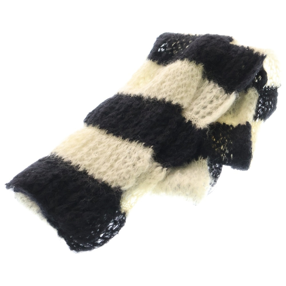 SAINT LAURENT PARIS(サンローランパリ) 13AW モヘヤ ボーダー ロングマフラー ブラック/ホワイト 330417 Y1BB1