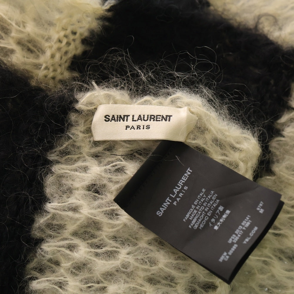SAINT LAURENT PARIS(サンローランパリ) 13AW モヘヤ ボーダー ロングマフラー ブラック/ホワイト 330417 Y1BB1