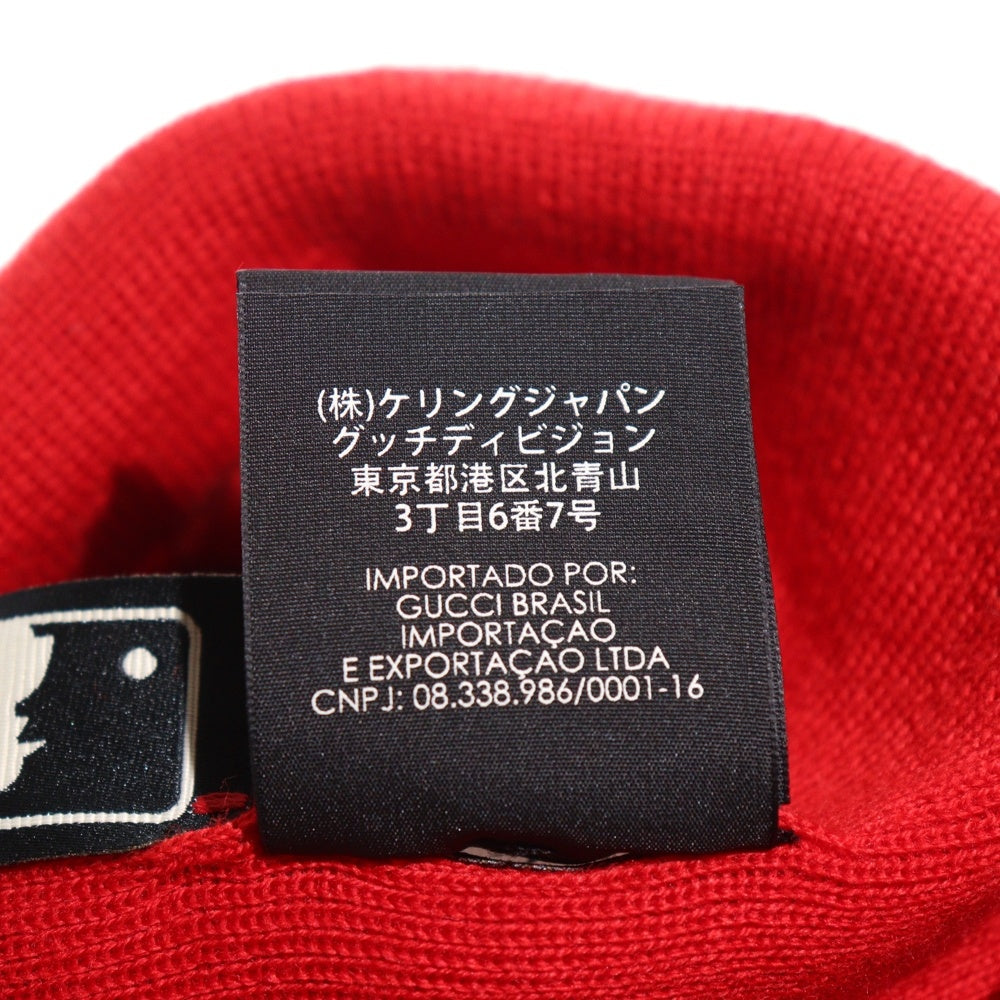 GUCCI(グッチ) ×MLB ニューヨークヤンキース ビーニー ニットキャップ 帽子 レッド