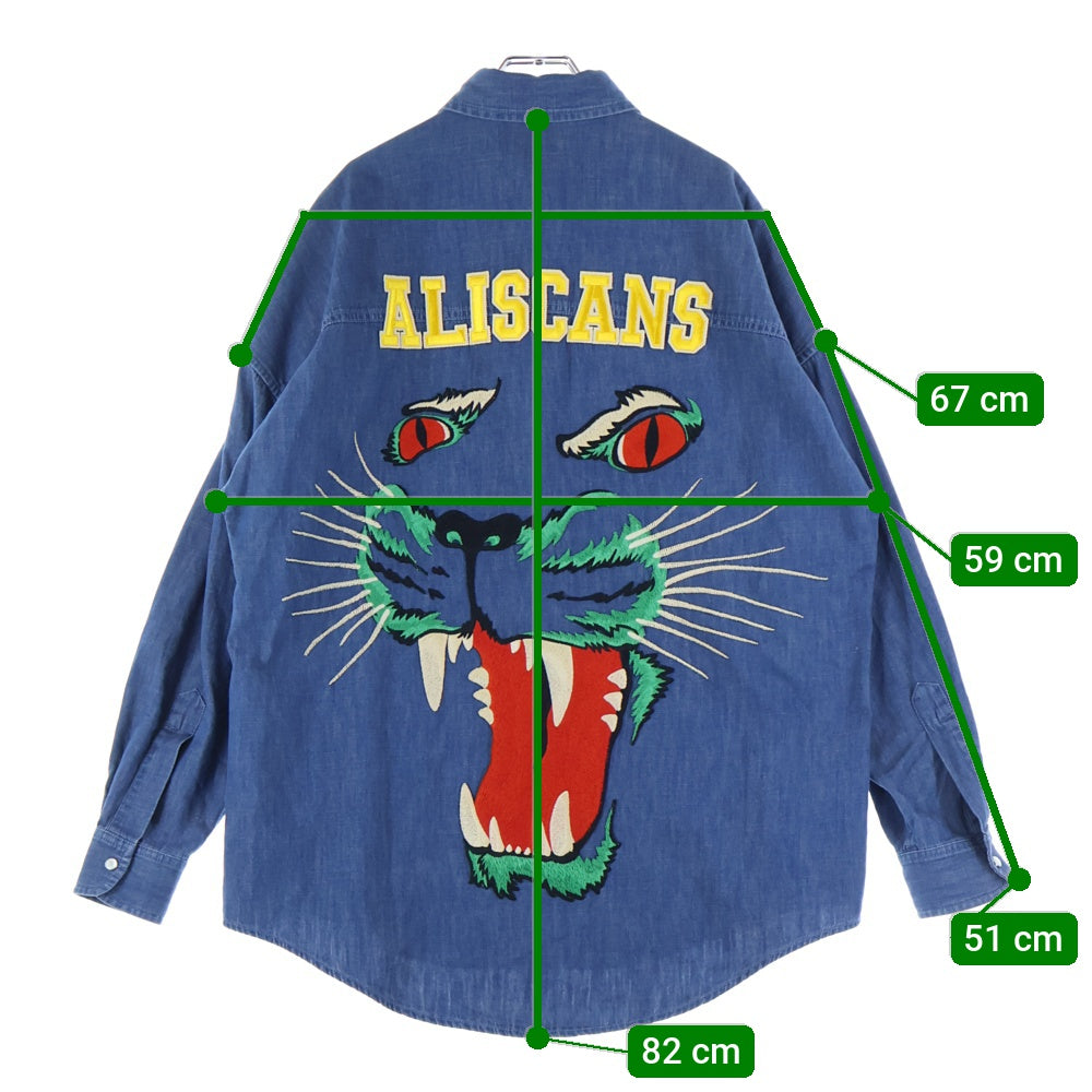 GUCCI(グッチ) バッグ刺繍 ボタンダウン 長袖デニム シャツ インディゴ 519932 XDAHO