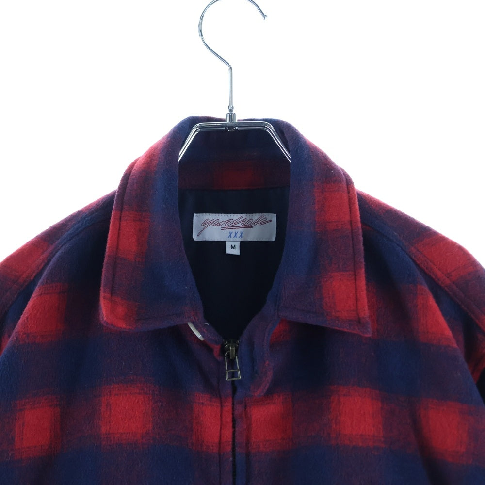 NO BRAND(ノーブランド) YARDSALE ヤードセール チェック ジップアップジャケット レッド/ネイビー