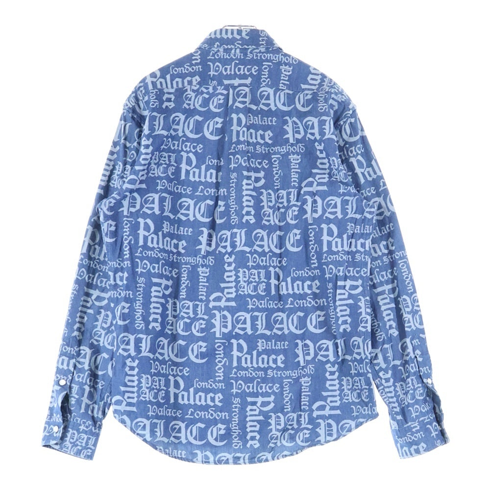 Palace Skateboards(パレススケートボーズ) 20SS YE OLDE BUT A GOLDIE SHIRT 総柄ロゴ 長袖シャツ インディゴ
