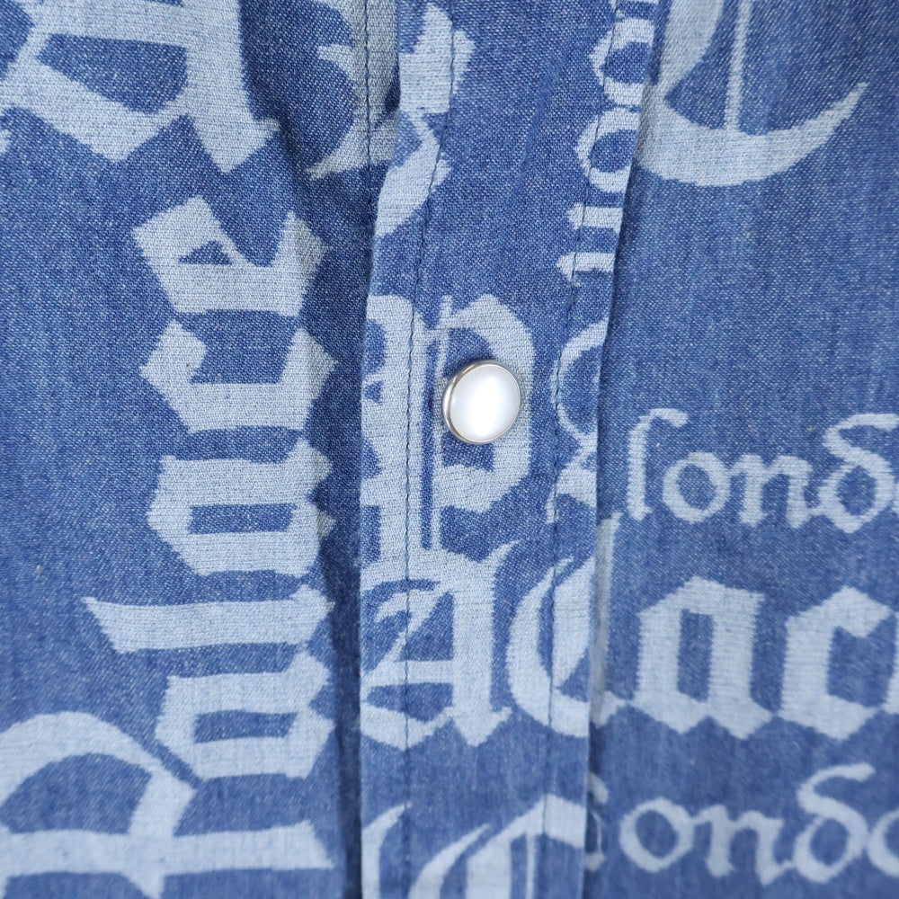 Palace Skateboards(パレススケートボーズ) 20SS YE OLDE BUT A GOLDIE SHIRT 総柄ロゴ 長袖シャツ インディゴ