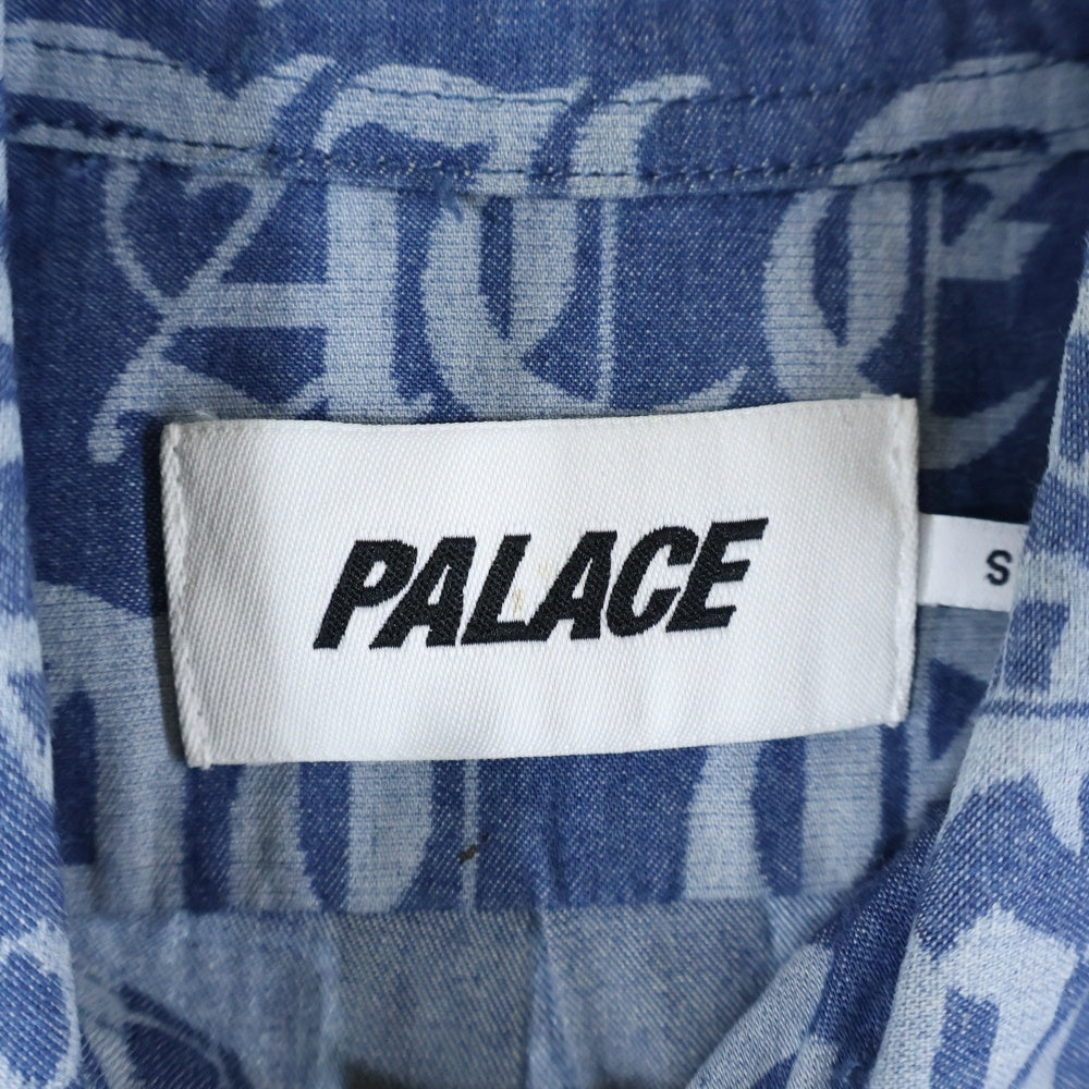 Palace Skateboards(パレススケートボーズ) 20SS YE OLDE BUT A GOLDIE SHIRT 総柄ロゴ 長袖シャツ インディゴ