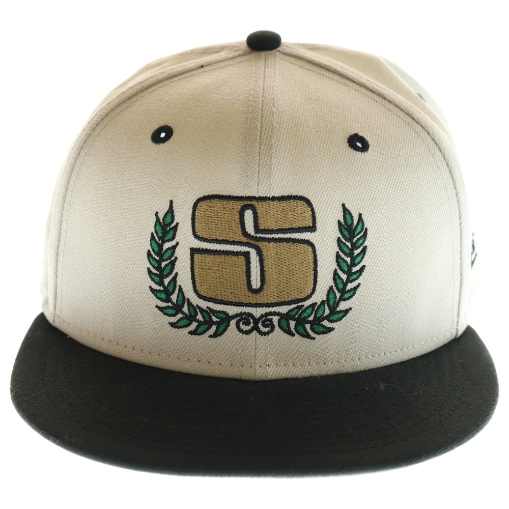 NEW ERA(ニューエラ) ×STUSSY LEAFS ステューシー リーフ ロゴエンブロイダリー ベースボールキャップ 帽子 ホワイト/ブラック 1311076