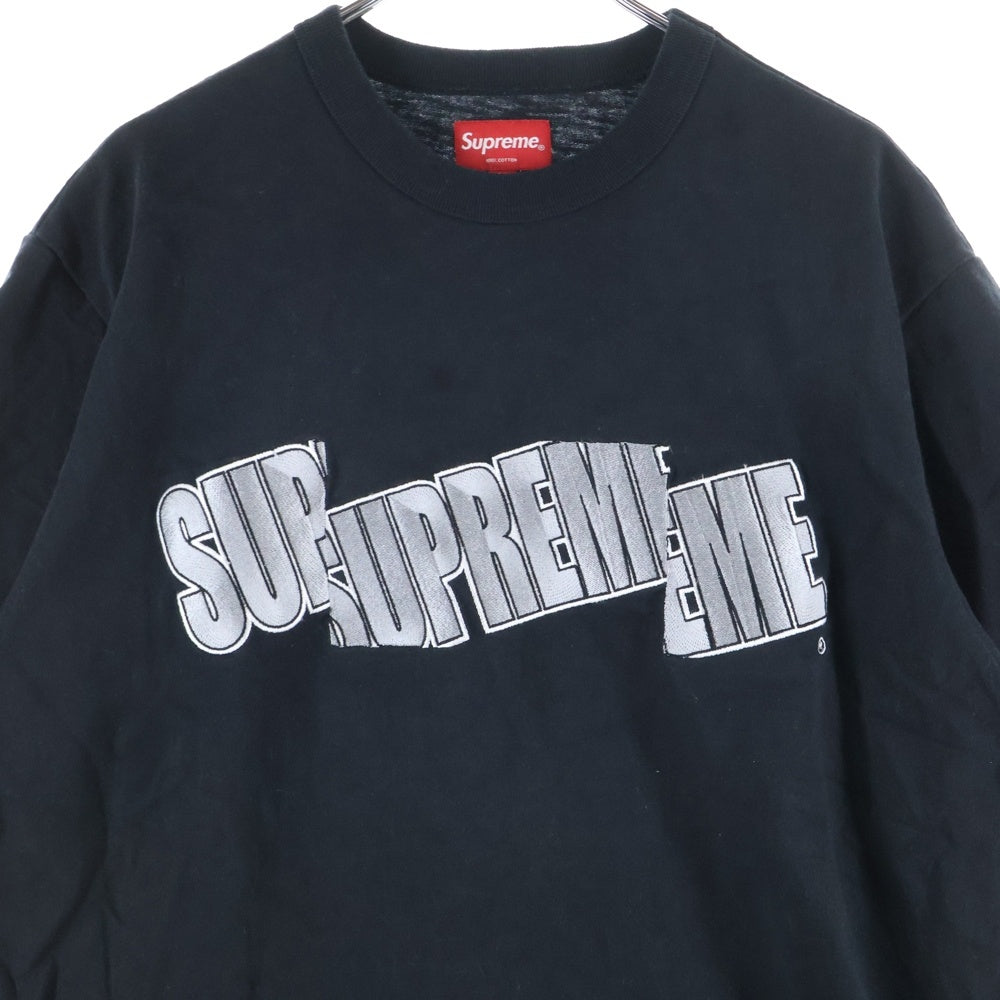 SUPREME(シュプリーム) 21SS Cut Logo S/S Top カットロゴ エンブロイダリー クルーネック半袖Tシャツ カットソー ブラック