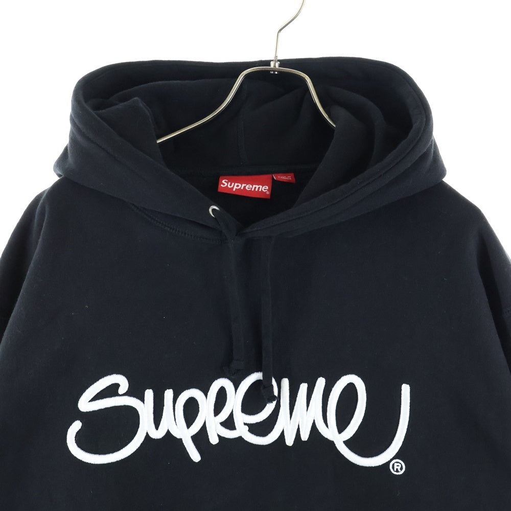 SUPREME(シュプリーム) 22SS Raised Handstyle Hooded Sweatshirt ライズド ハンドスタイル ロゴエンブロイダリー プルオーバープパーカー スウェットフーディ ブラック