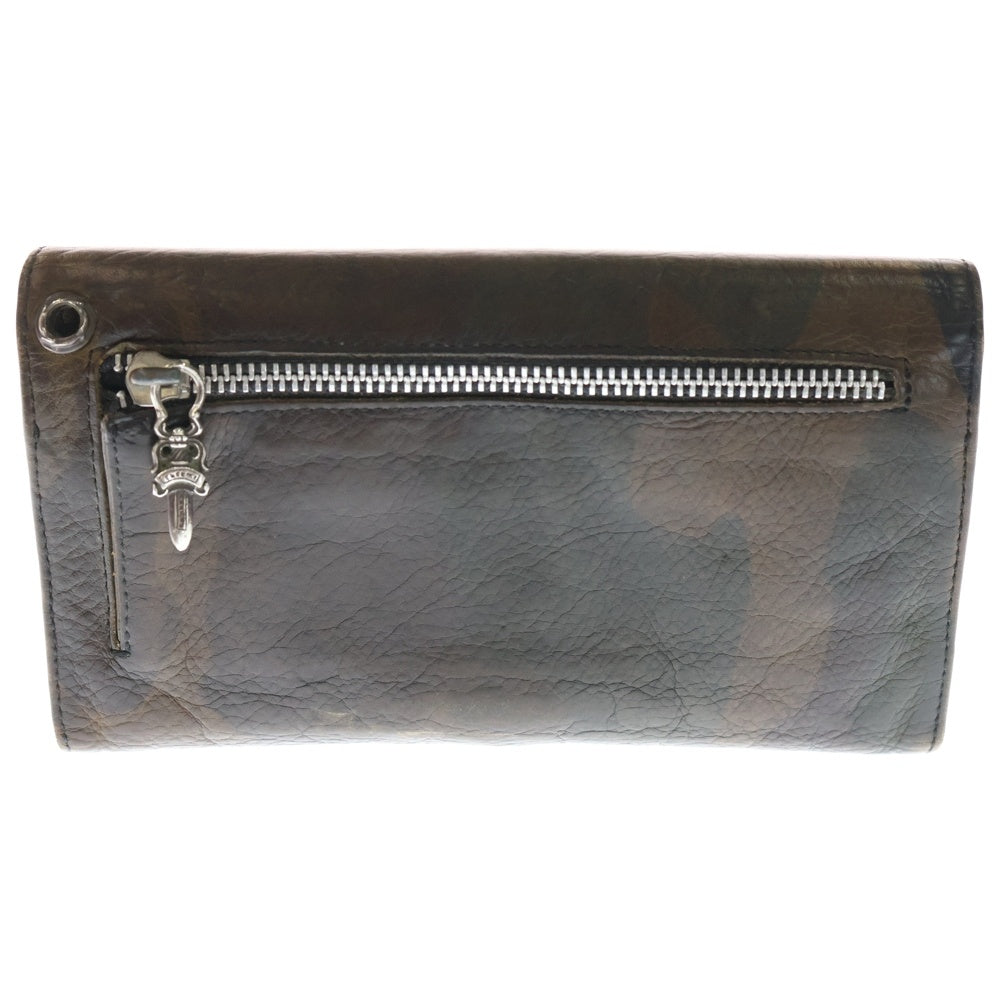 CHROME HEARTS(クロムハーツ) WAVE ウェーブ レザーウォレット 財布 シルバー/カーキ BCA374