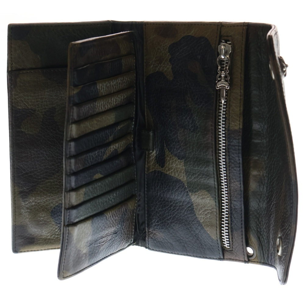 CHROME HEARTS(クロムハーツ) WAVE ウェーブ レザーウォレット 財布 シルバー/カーキ BCA374