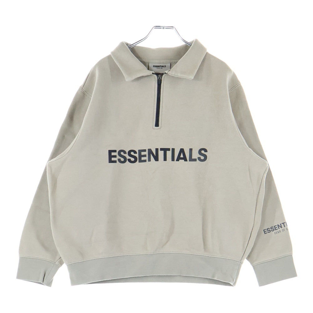 ESSENTIALS FEAR OF GOD(エッセンシャル フィアオブゴッド) 20AW Mock Neck Half Zip Pullover Sweater モックネック ロゴ ハーフジップ スウェット プルオーバー トレーナー ベージュ