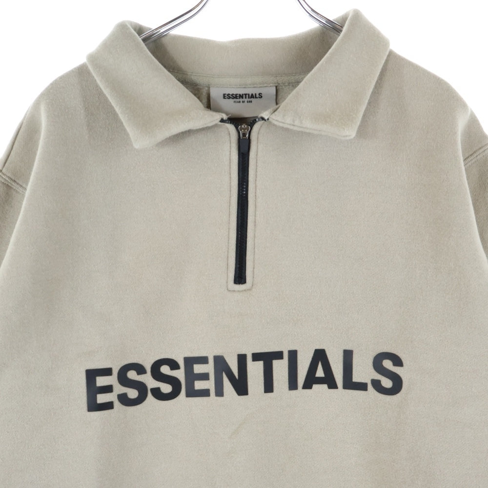 ESSENTIALS FEAR OF GOD(エッセンシャル フィアオブゴッド) 20AW Mock Neck Half Zip Pullover Sweater モックネック ロゴ ハーフジップ スウェット プルオーバー トレーナー ベージュ