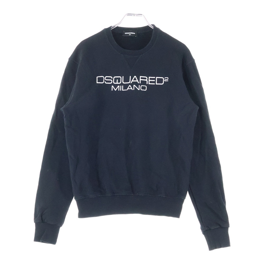 DSQUARED2(ディースクエアード) KIDS LOGO TOP キッズロゴ プリント クルーネック スウェット トレーナー ブラック DQ041N