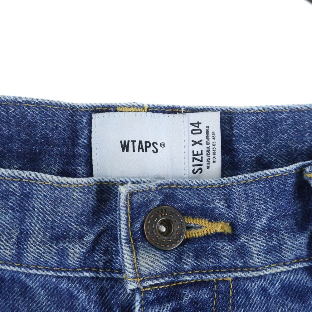 WTAPS(ダブルタップス) 24SS BLUES STRAIGHT/TROUSERS/COTTON.DENIM.CACTO ポケットロゴ刺繍 ブルース ストレート トラウザーズ デニムパンツ インディゴ 241WVDT-PTM03