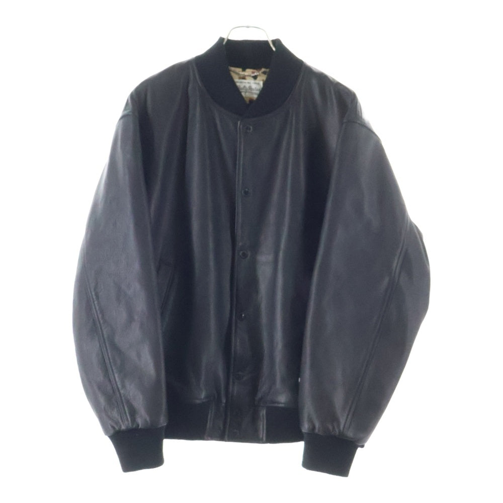 WACKO MARIA(ワコマリア) 24SS LEATHER VARSITY JACKET -A- (TYPE-2) カウハイドレザー バーシティ ジャケット ブルゾン ブラック 24SS-WMO-BL08