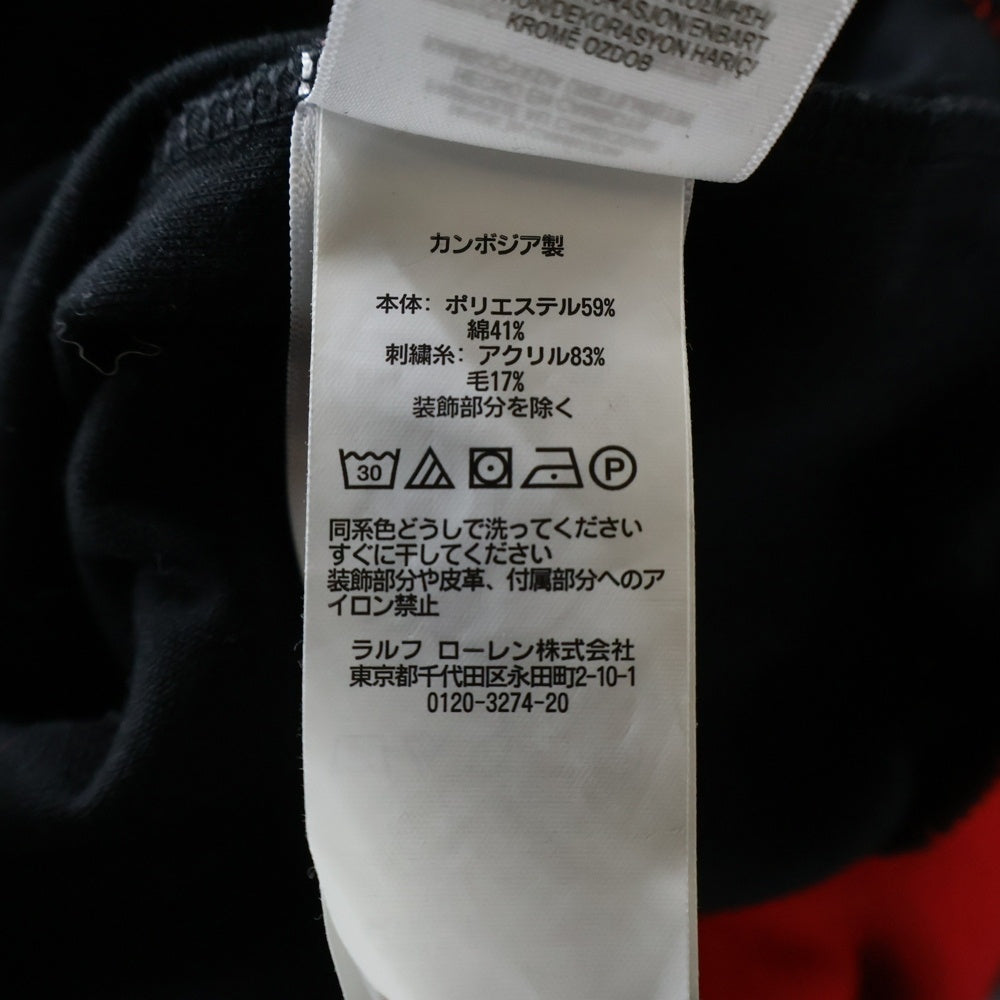POLO RALPH LAUREN(ポロラルフローレン) パイルPロゴ クルーネック スウェットトレーナー ブラック/レッド 0200011568